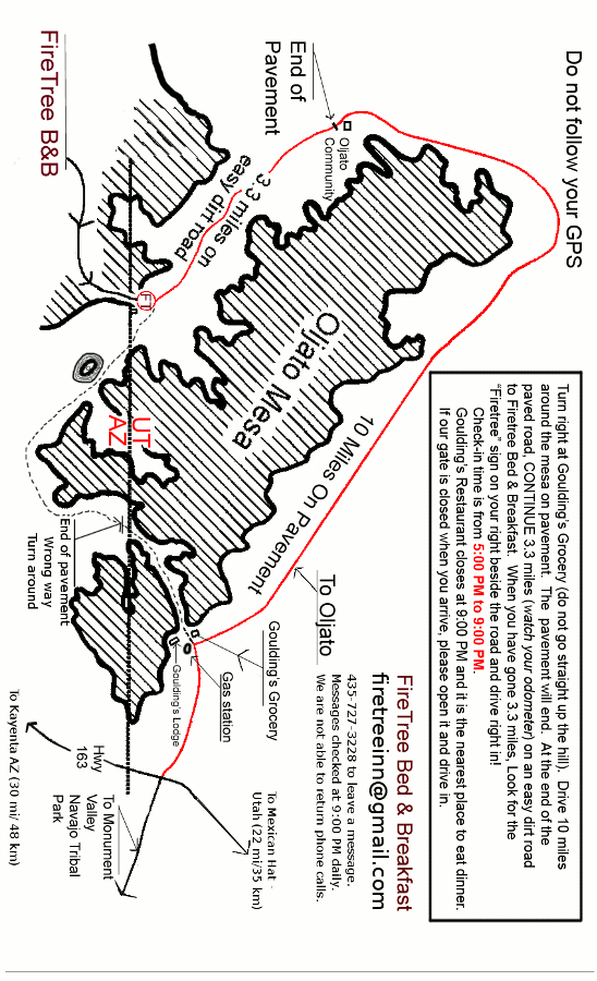 Map to FireTree Bed and Breakfast