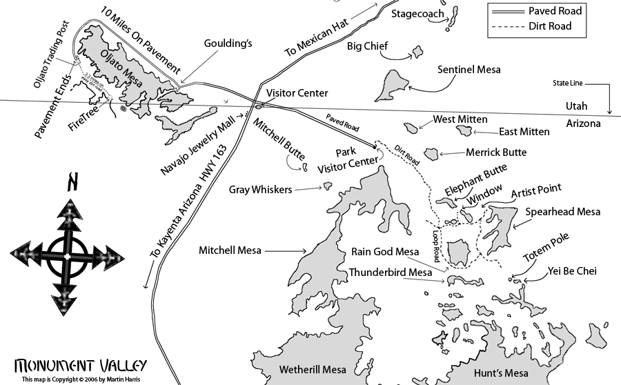 Map of Monument Valley Utah